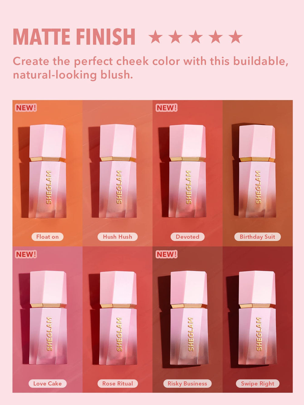 SHEGLAM Color Bloom Blush líquido, textura hidratante para comodidad diaria.