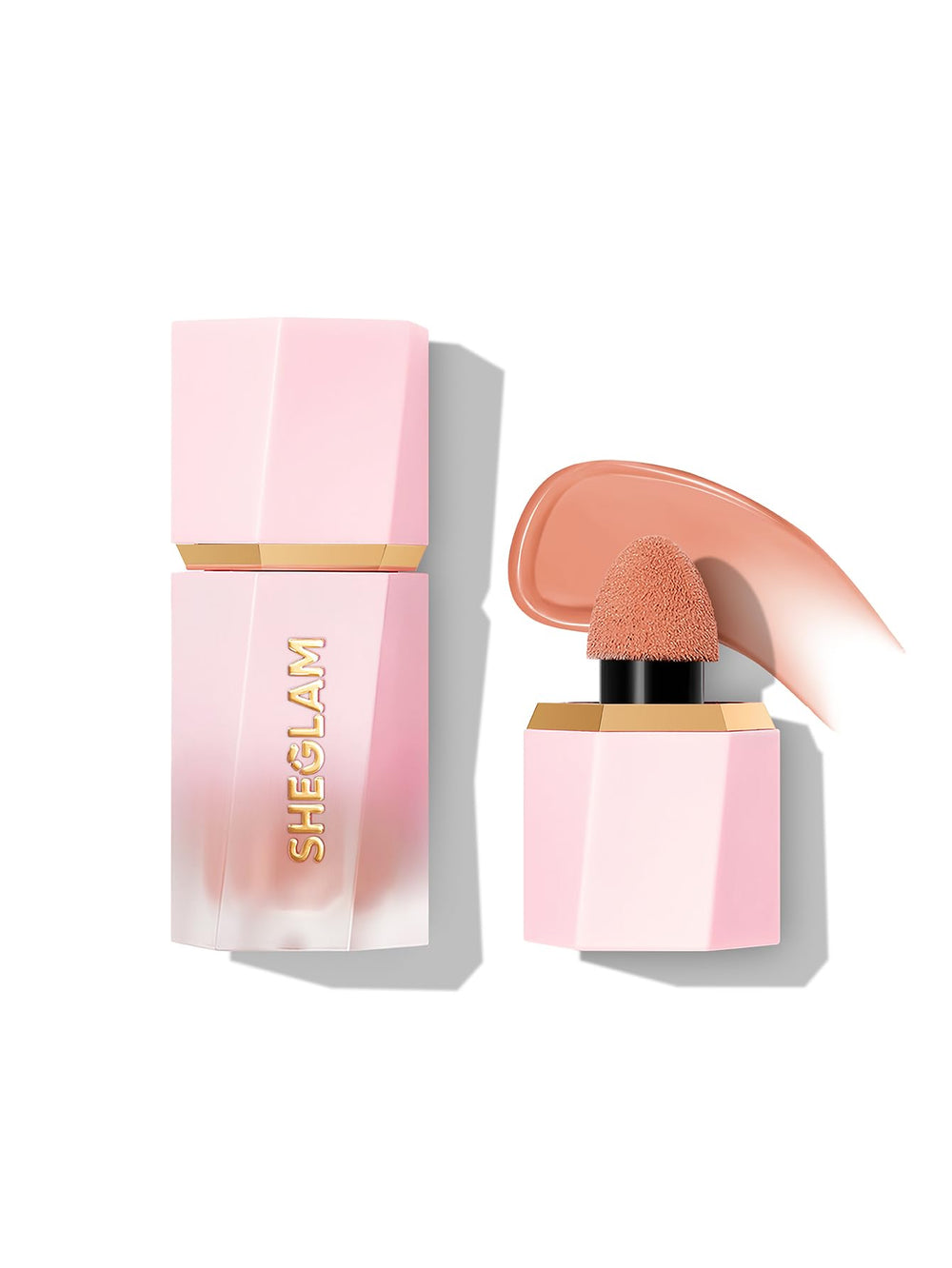 SHEGLAM Color Bloom rubor líquido Hush Hush en envase para un look natural.