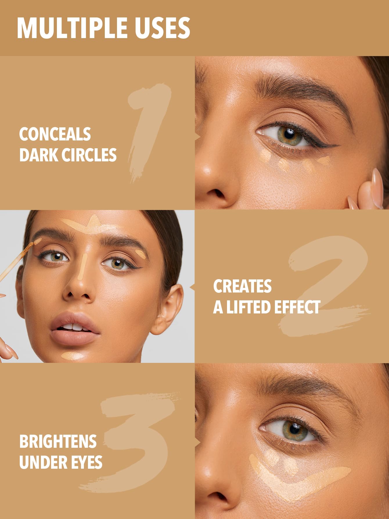 SHEGLAM corrector: hidratación gracias a Portulaca oleracea en la zona ocular.