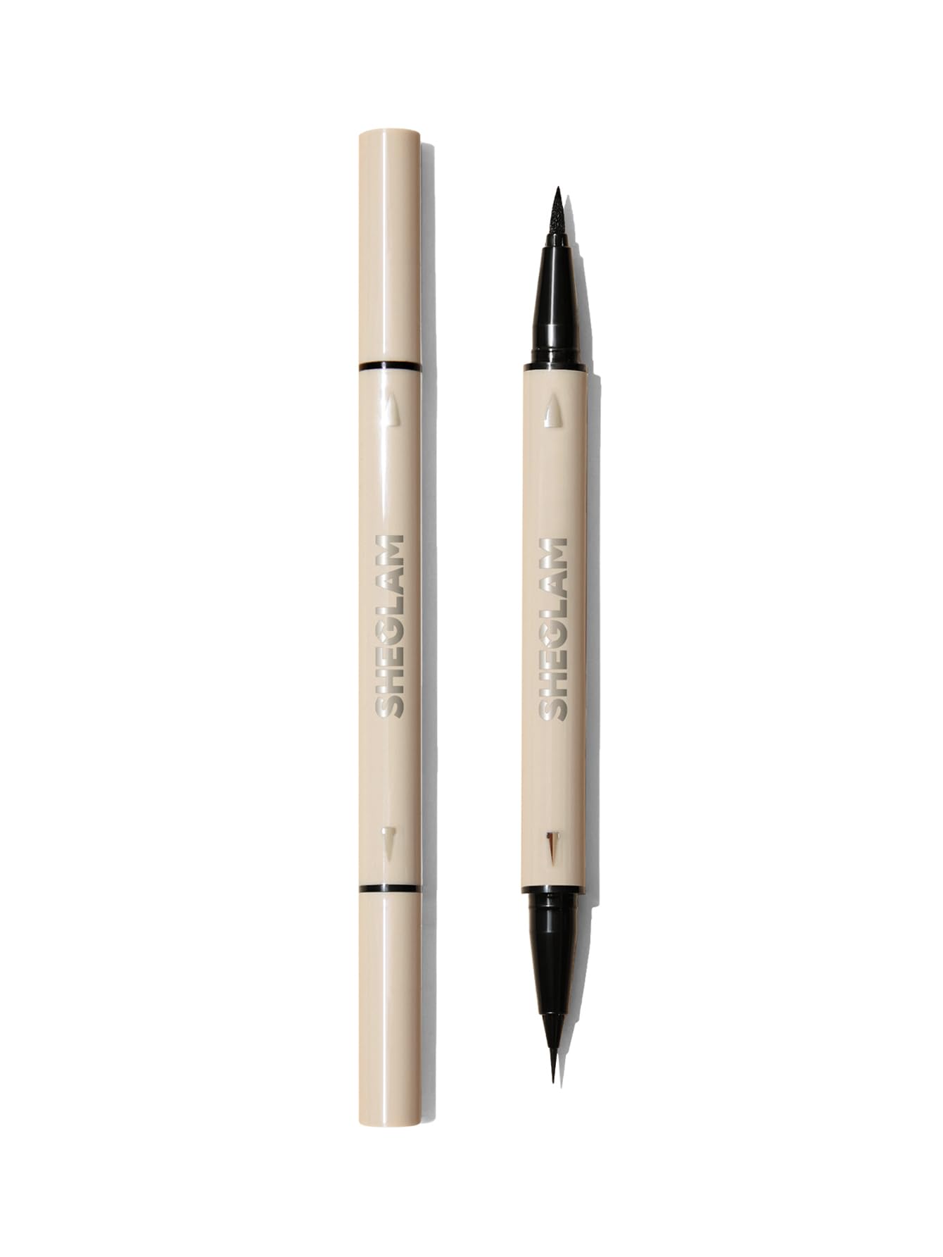 SHEGLAM delineador de doble punta negro para delineado versátil y duradero.