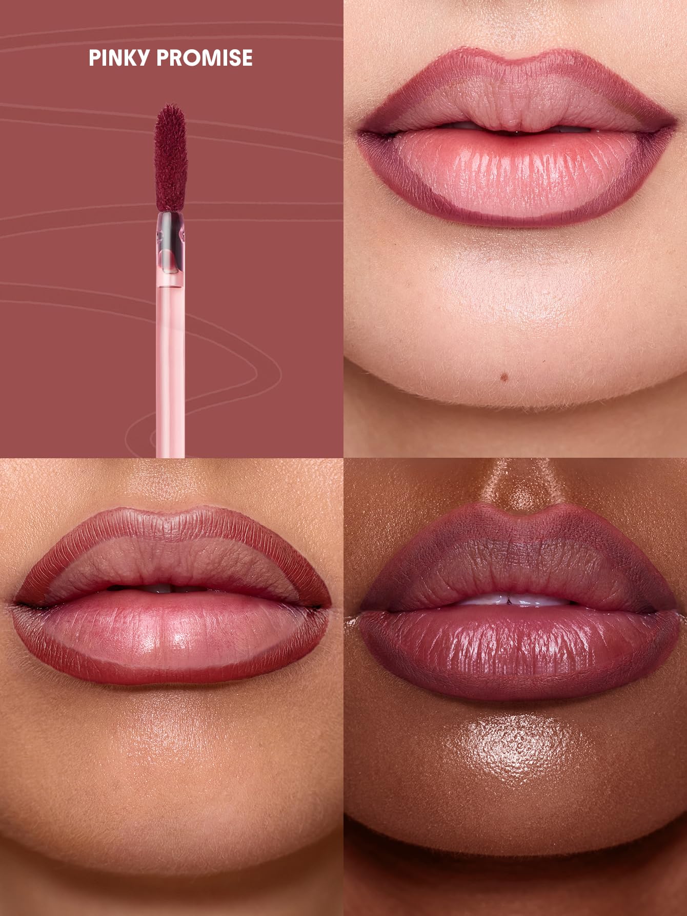 Fórmula ligera de SHEGLAM que se seca formando un film delgado en labios.