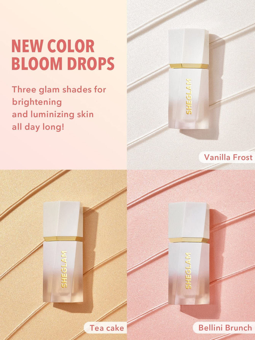 SHEGLAM Glow Bloom tono cálido duración diaria para look diario.