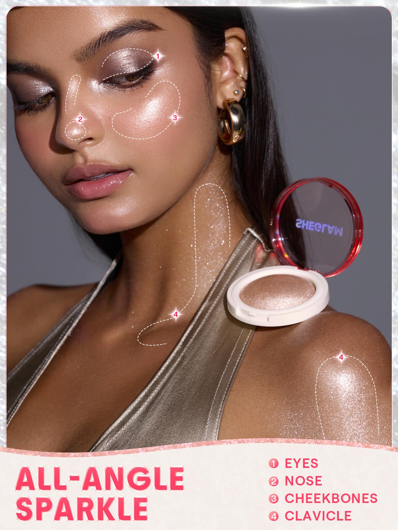 SHEGLAM Glowchi revela brillo perlado para un resplandor natural.