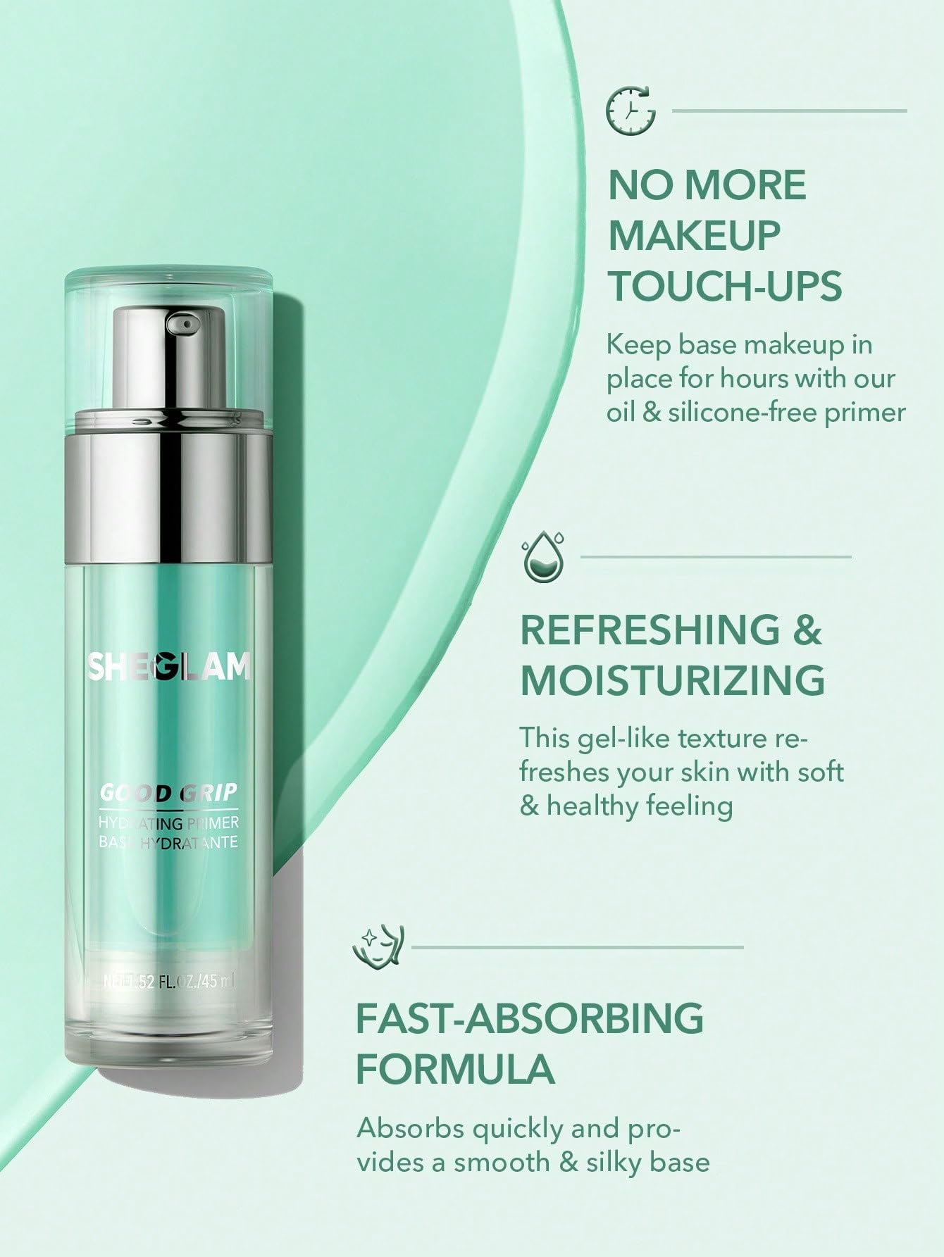 SHEGLAM Good Grip se absorbe rápidamente y deja base suave