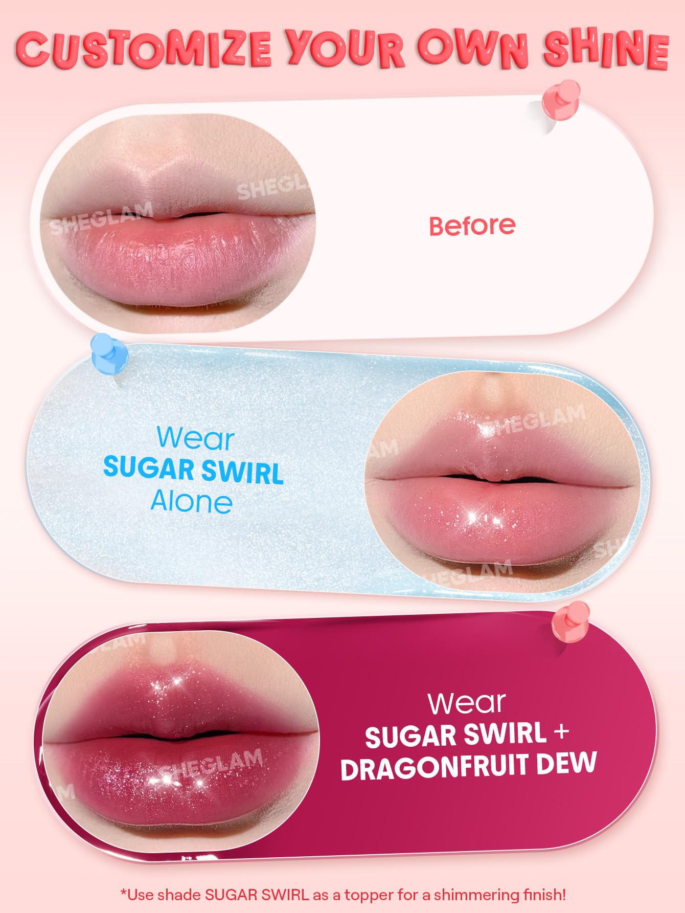 SHEGLAM Hydra Jelly brillo radiante que complementa cualquier look.