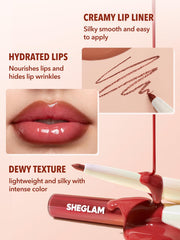 SHEGLAM labios con acabado húmedo e hidratado, primer plano