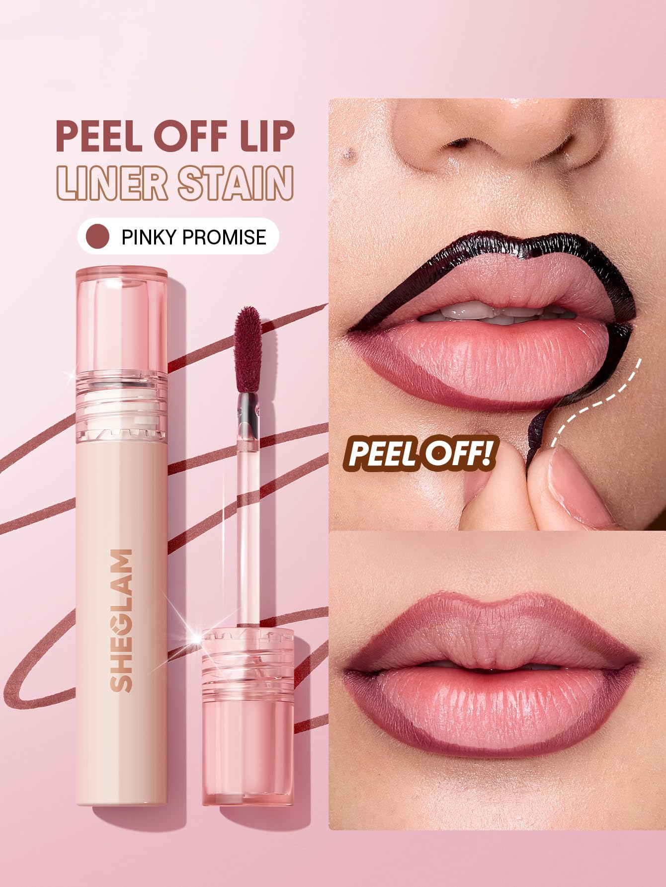 SHEGLAM tinte nude aplicado como delineador con acabado duradero.