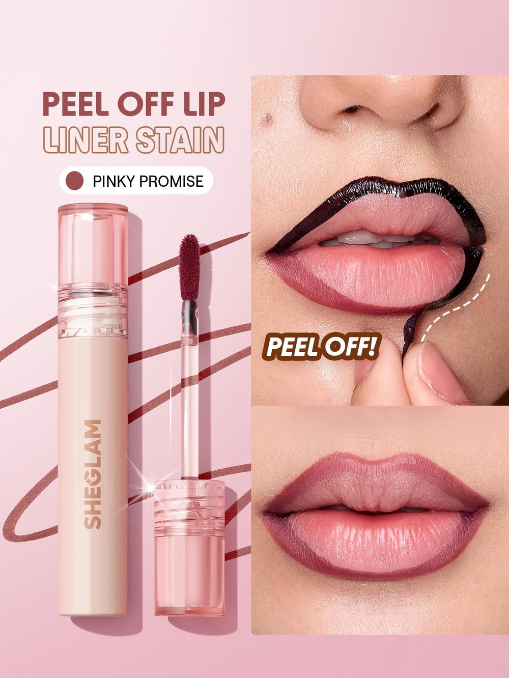 SHEGLAM tinte nude aplicado como delineador con acabado duradero.