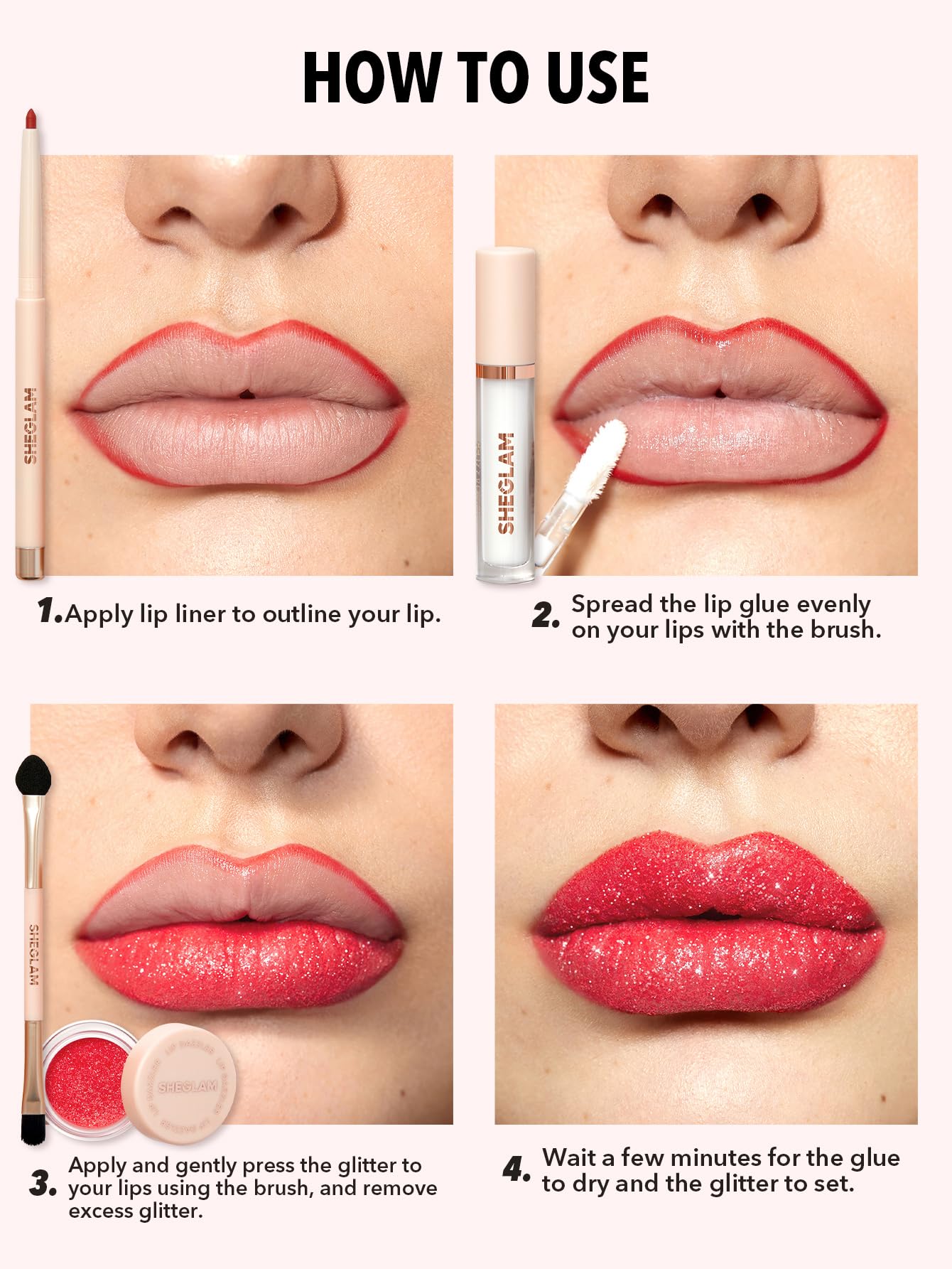 SHEGLAM Lip Dazzler Kit brillo-labios-02 con destellos deslumbrantes para fiestas