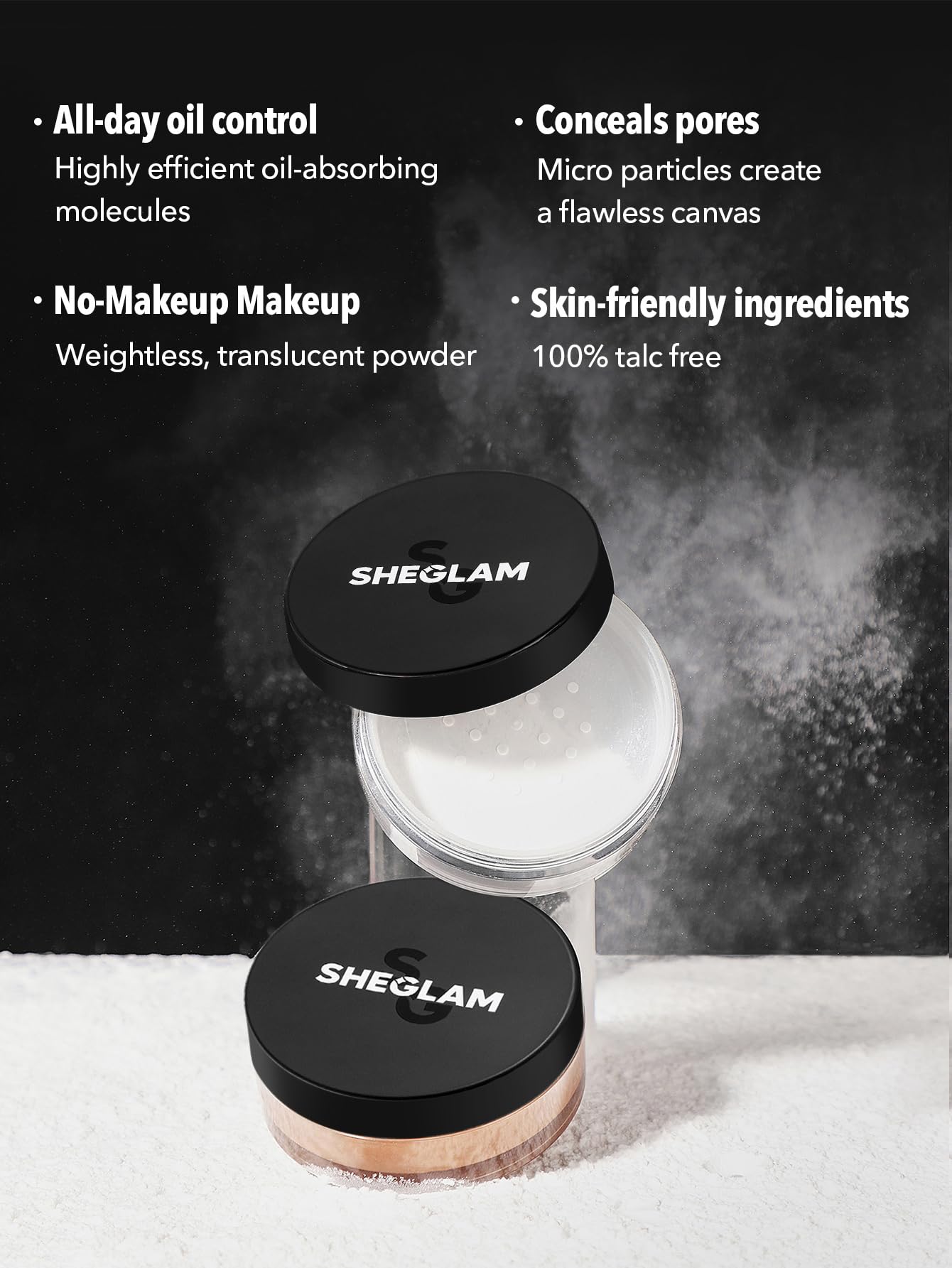 SHEGLAM Polvo Baked Glow reduce poros visibles con acabado suave.