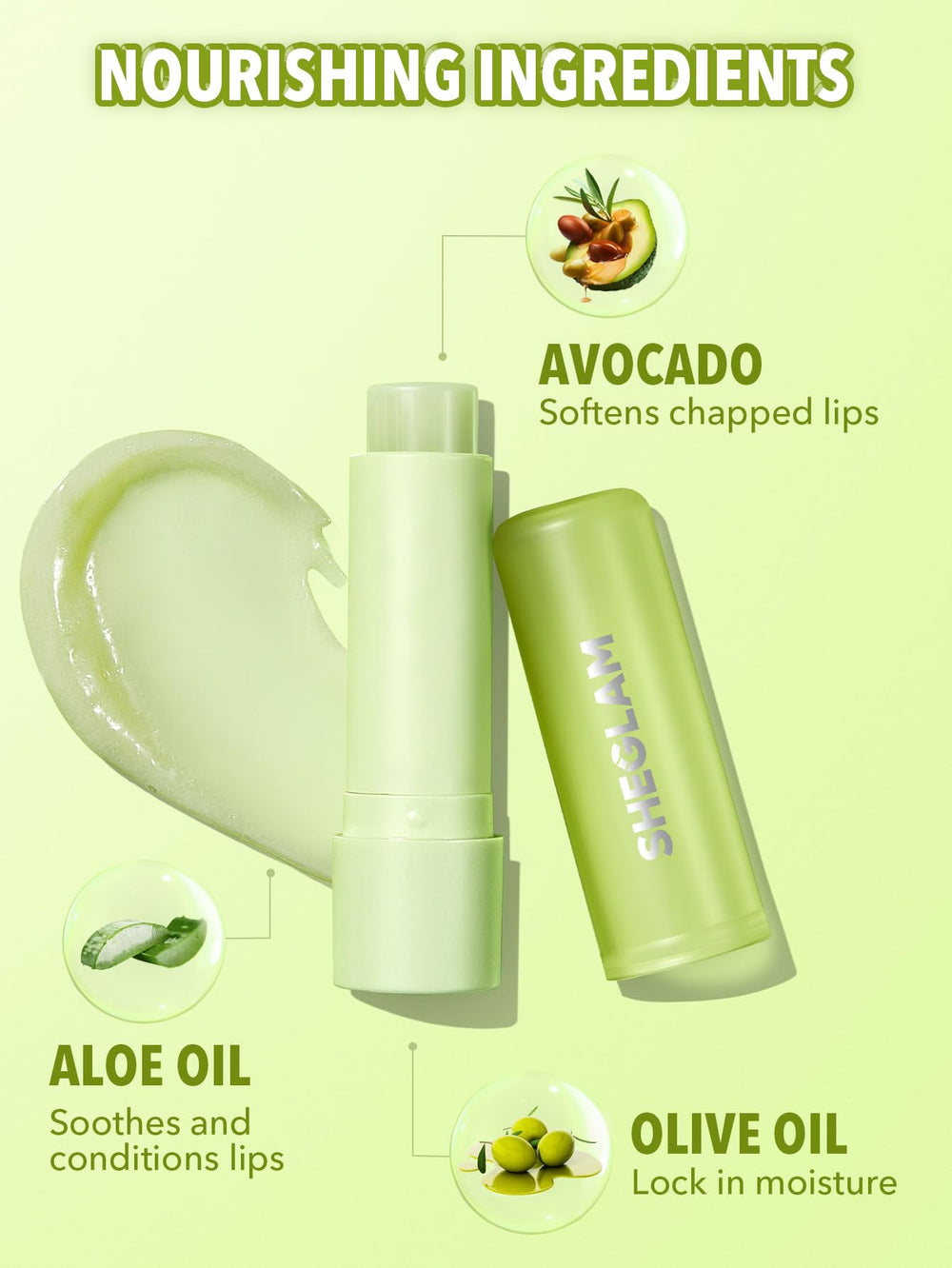 SHEGLAM Pout PHresh nutre con aceite de aguacate para labios sanos.