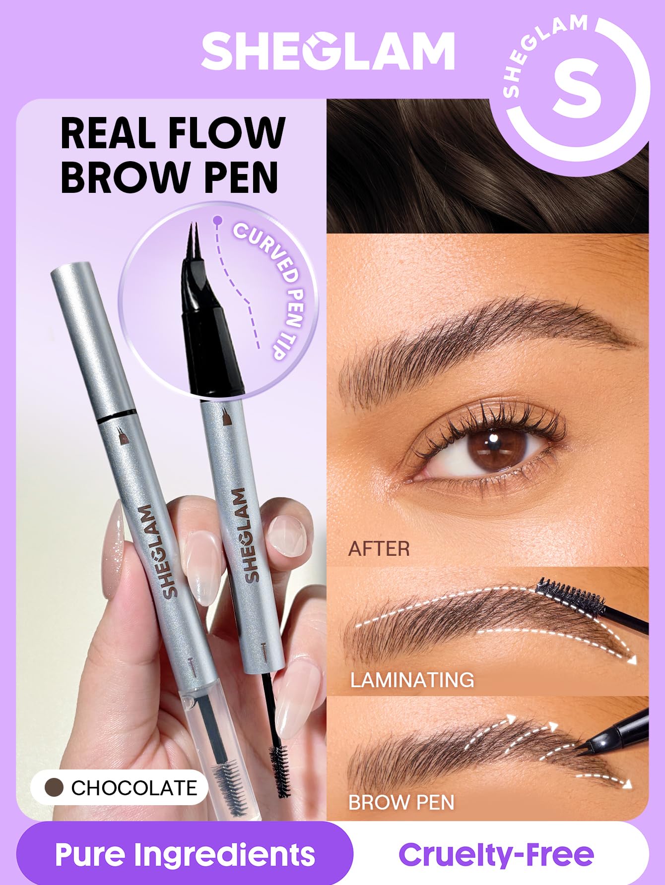 SHEGLAM Real Flow: gel fijador con cepillo para peinar y fijar cejas