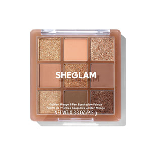 SHEGLAM paleta de sombras de 9 colores con acabados brillantes y mates para looks versátiles.
