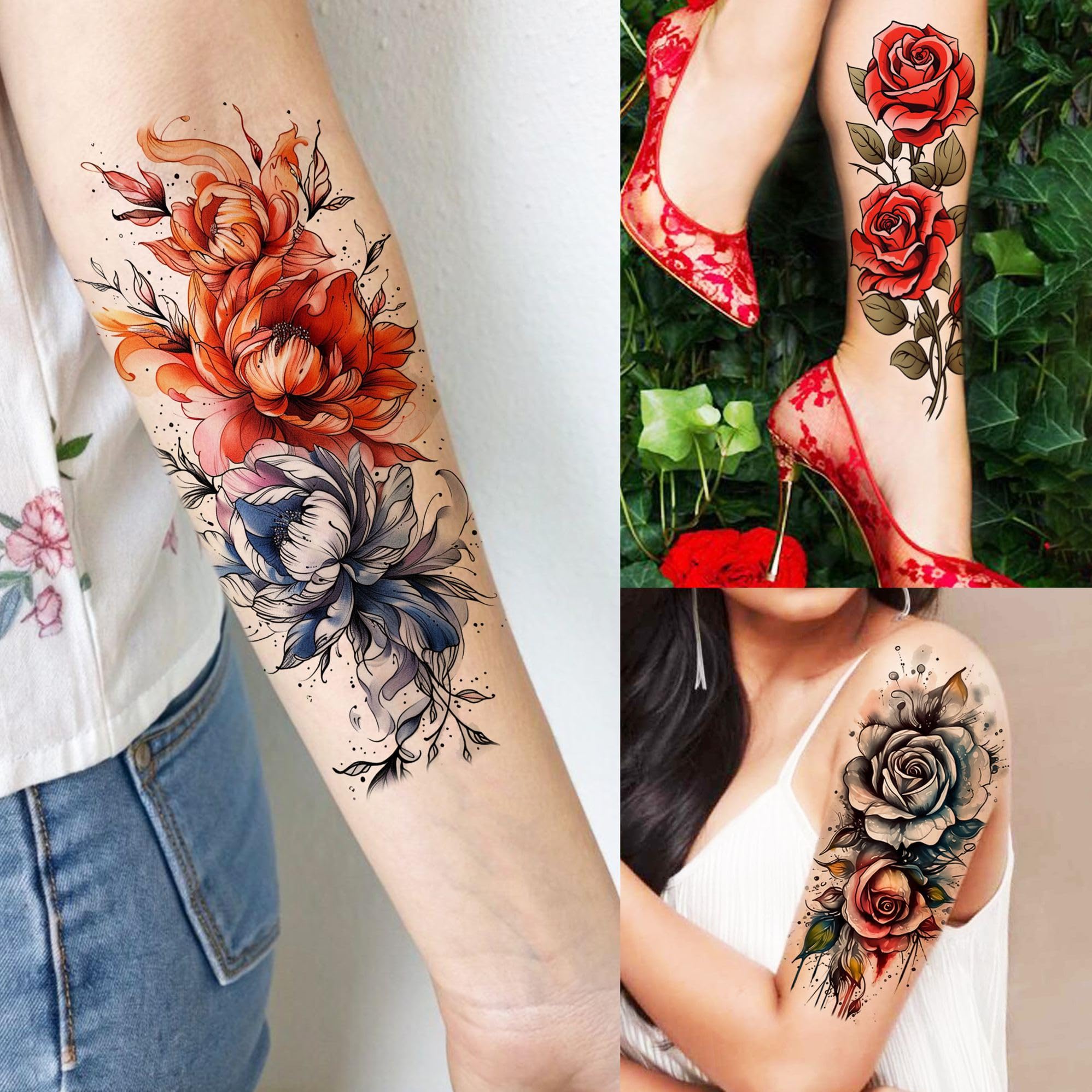 SHELYEXIEN diseño realista en tatuaje floral