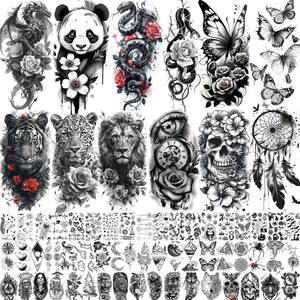 SHELYEXIEN serpiente rosa y florales: tatuaje temporal para looks elegantes en fiestas