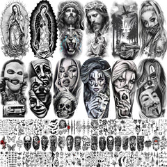 Tatuajes temporales SHELYEXIEN chicanos 73 hojas para brazos y hombros.