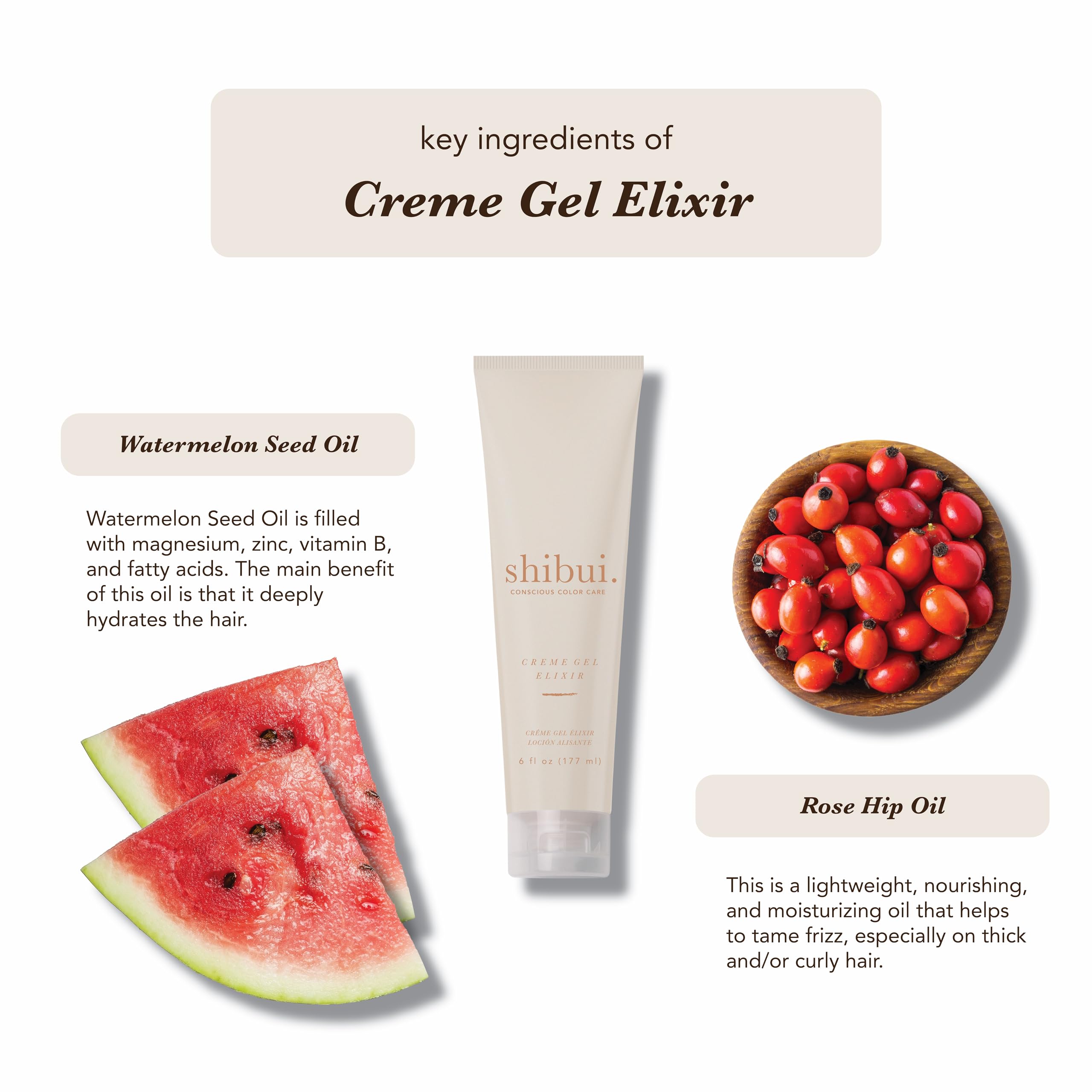 SHIBUI Creme Gel Elixir protege del calor para peinados duraderos.