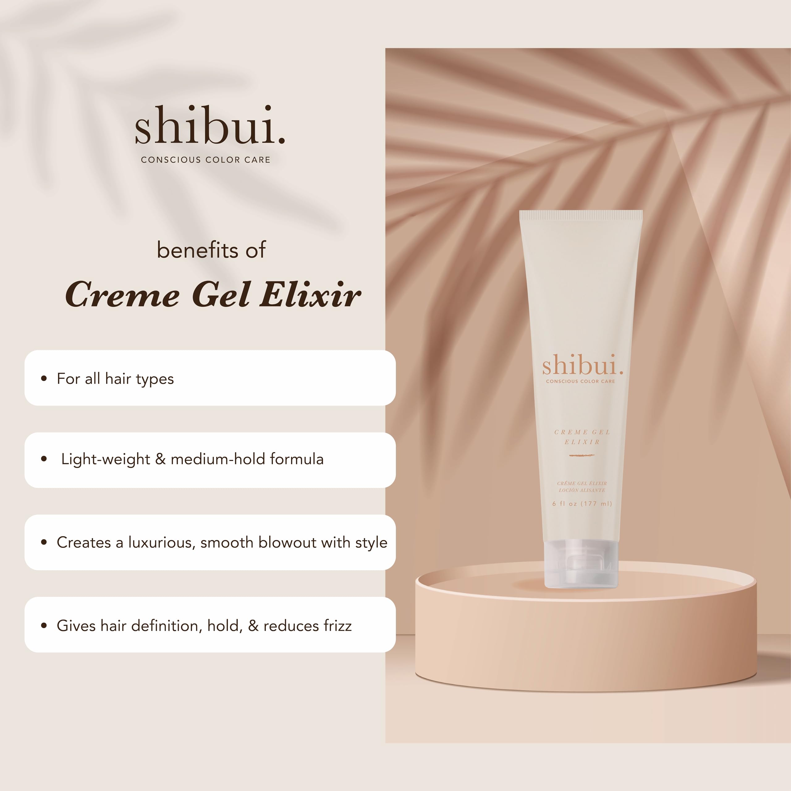 SHIBUI Creme Gel Elixir textura suave para definición sin frizz.