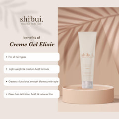 SHIBUI Creme Gel Elixir textura suave para definición sin frizz.