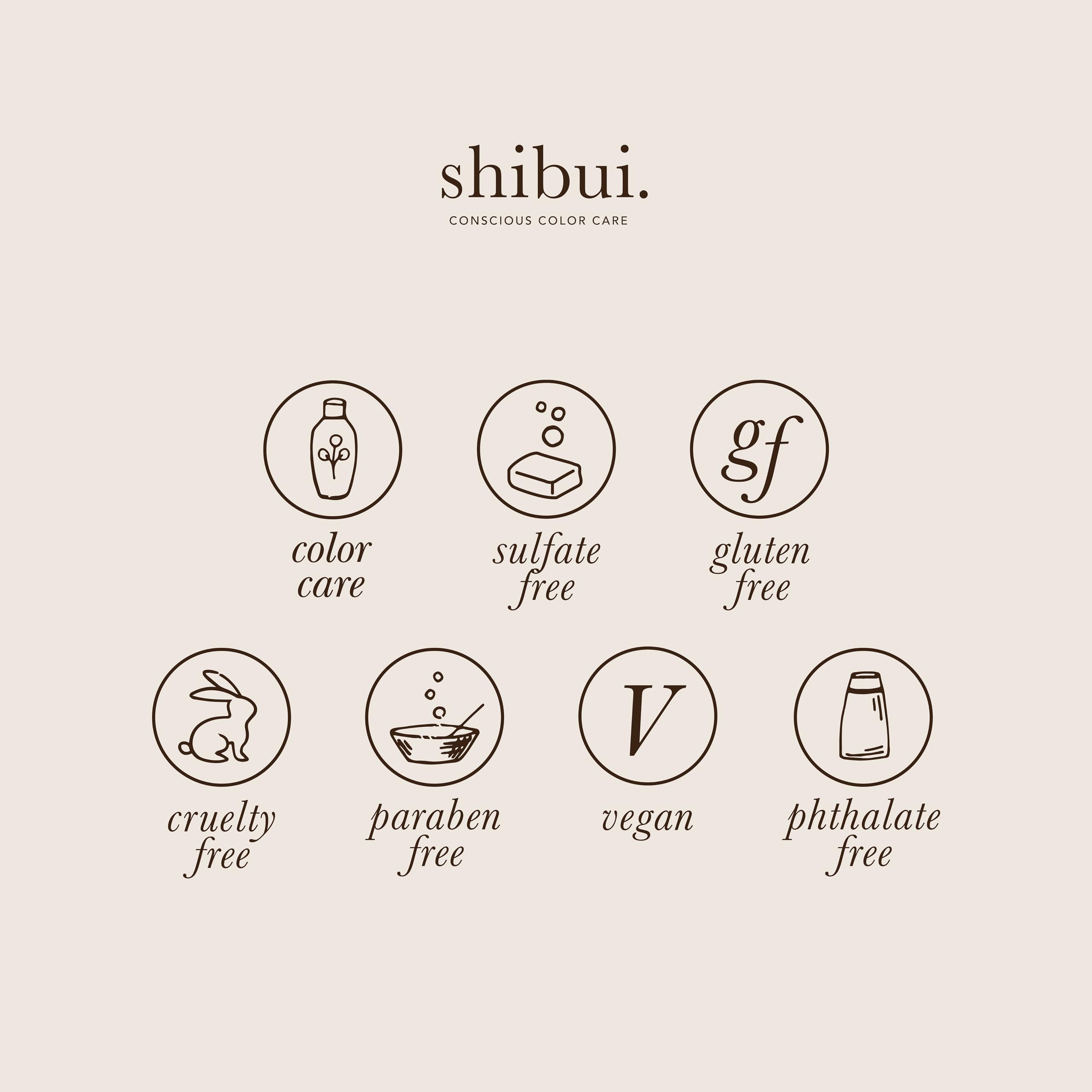 SHIBUI fórmula vegana sin sulfatos, cuidado respetuoso del cabello.