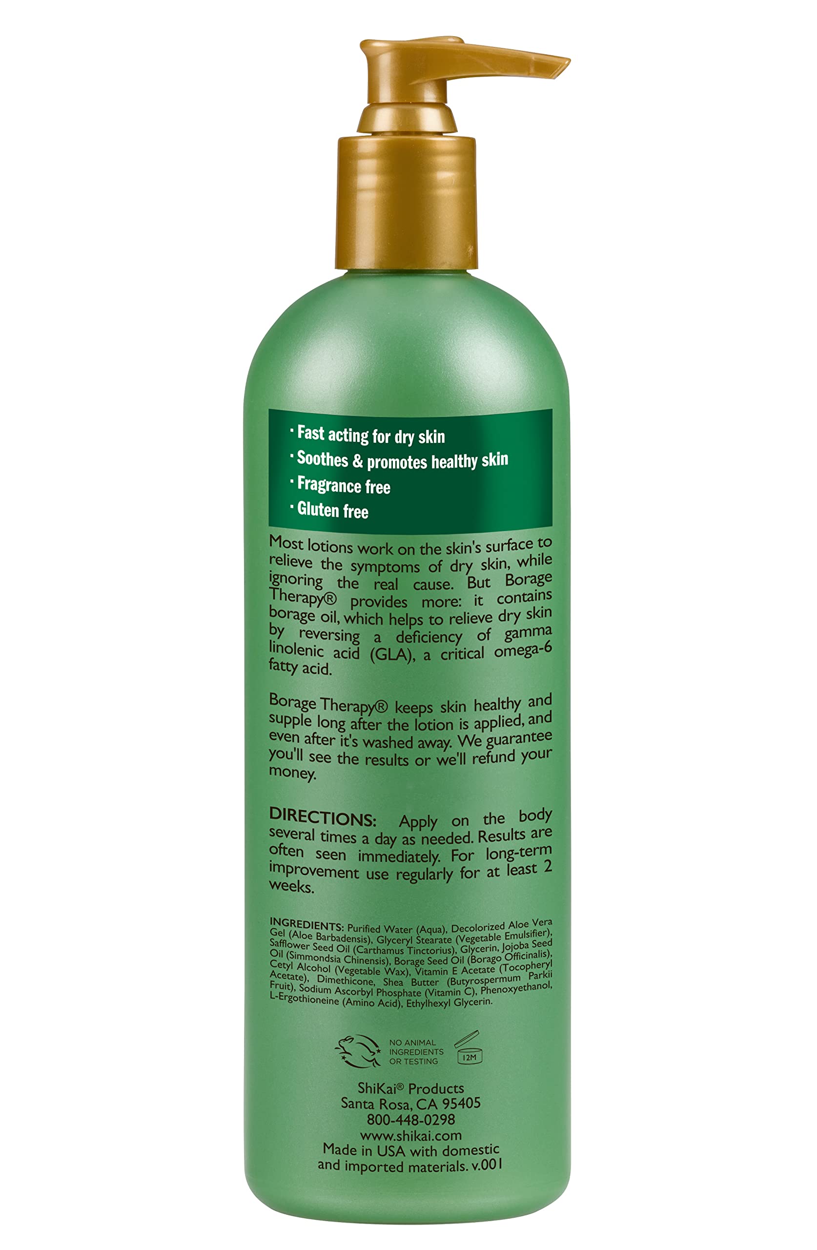 ShiKai Borage Therapy Loción, mantiene piel hidratada de forma sostenible