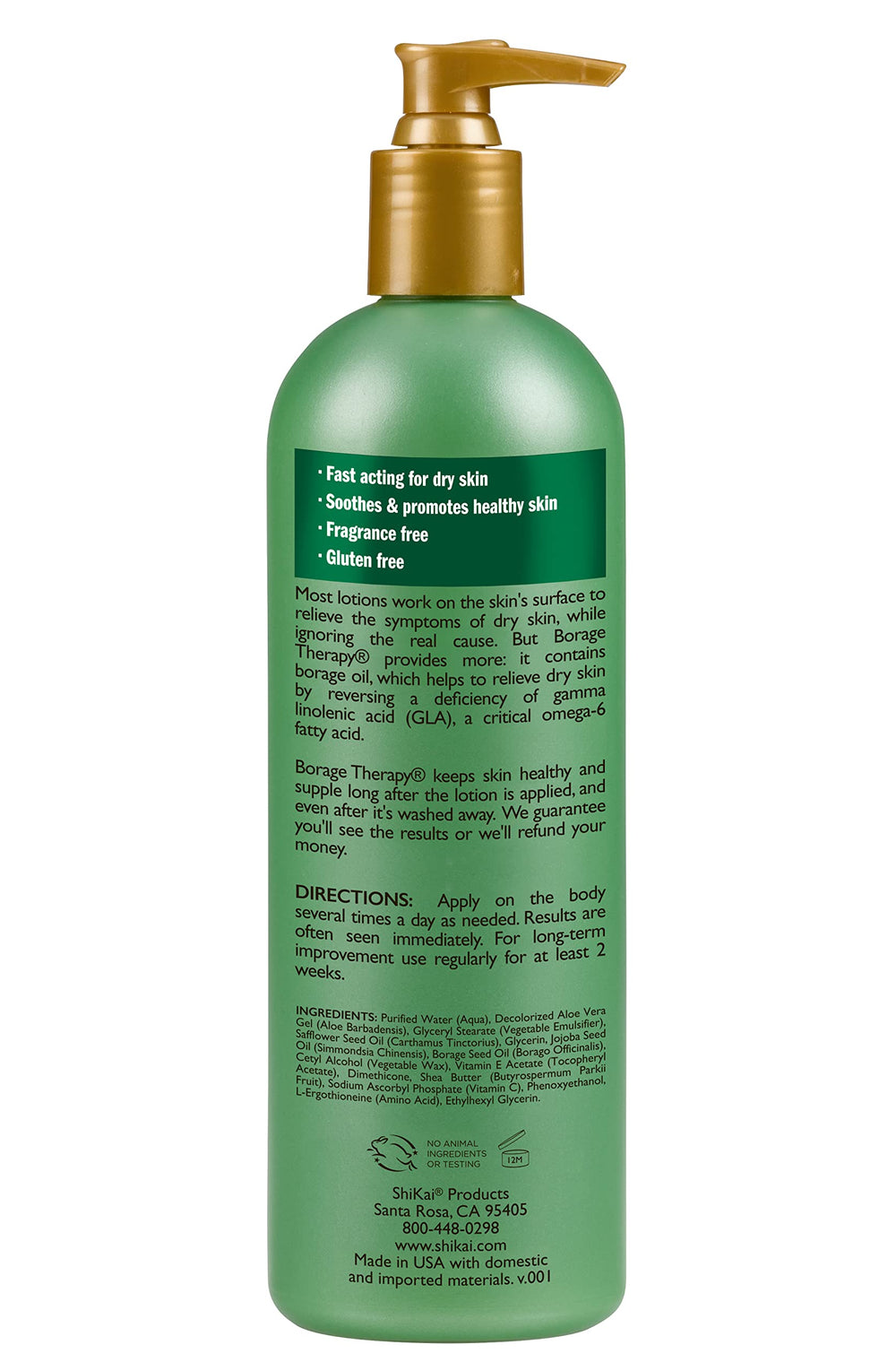 ShiKai Borage Therapy Loción, mantiene piel hidratada de forma sostenible