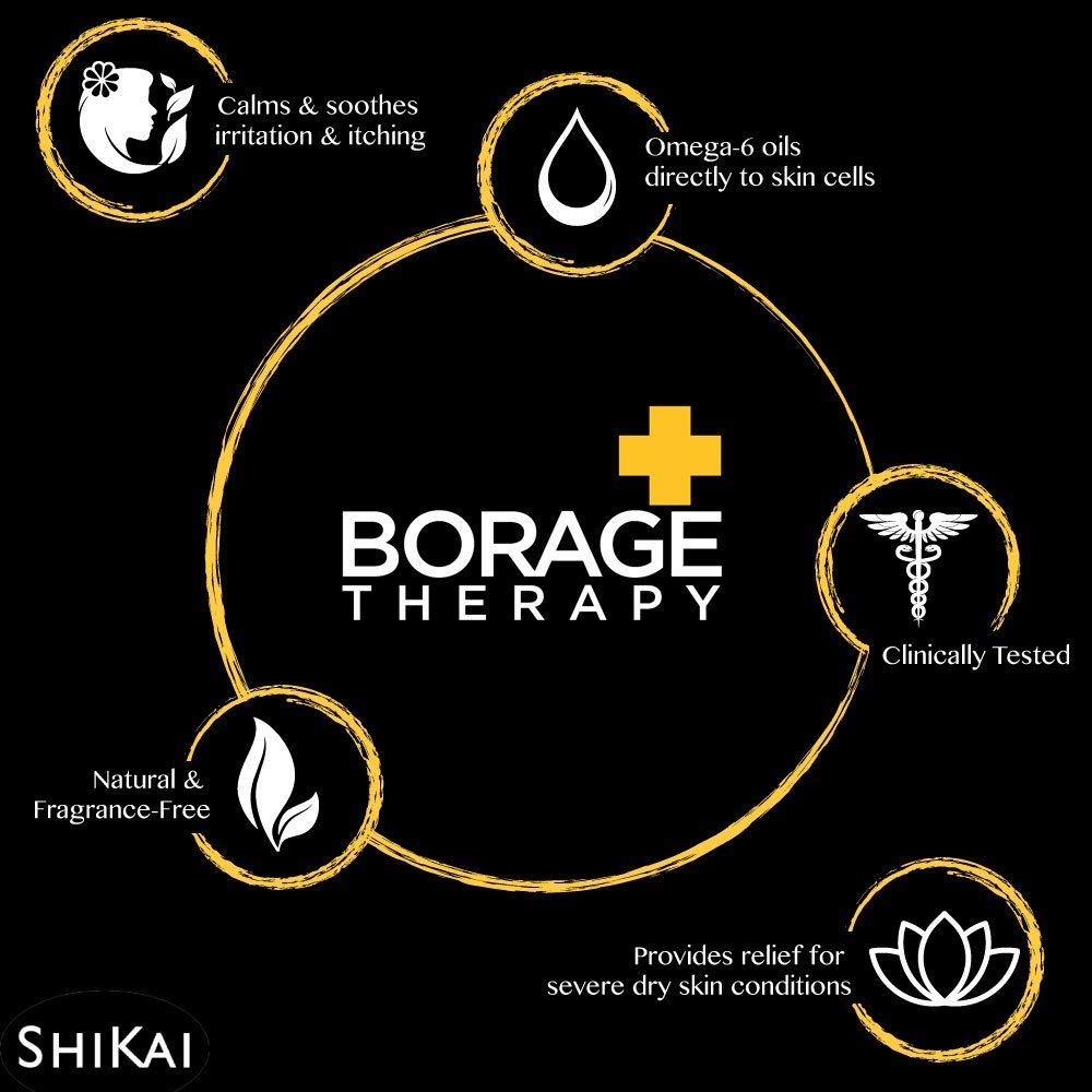 Aplicación diaria ShiKai Borage Therapy para piel suave.