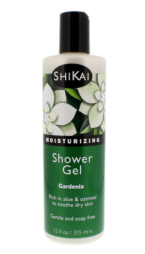 ShiKai gel de ducha Gardenia en botella, ayuda a mantener la piel suave y nutrida.