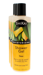 shi kai gel de ducha yuzu, botella vertiendo, ofrece hidratación suave para la piel