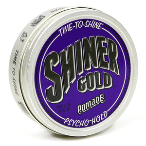 Shiner Gold Psycho Hold Pomada: botella de 4 onzas para fijación extrema y brillo.