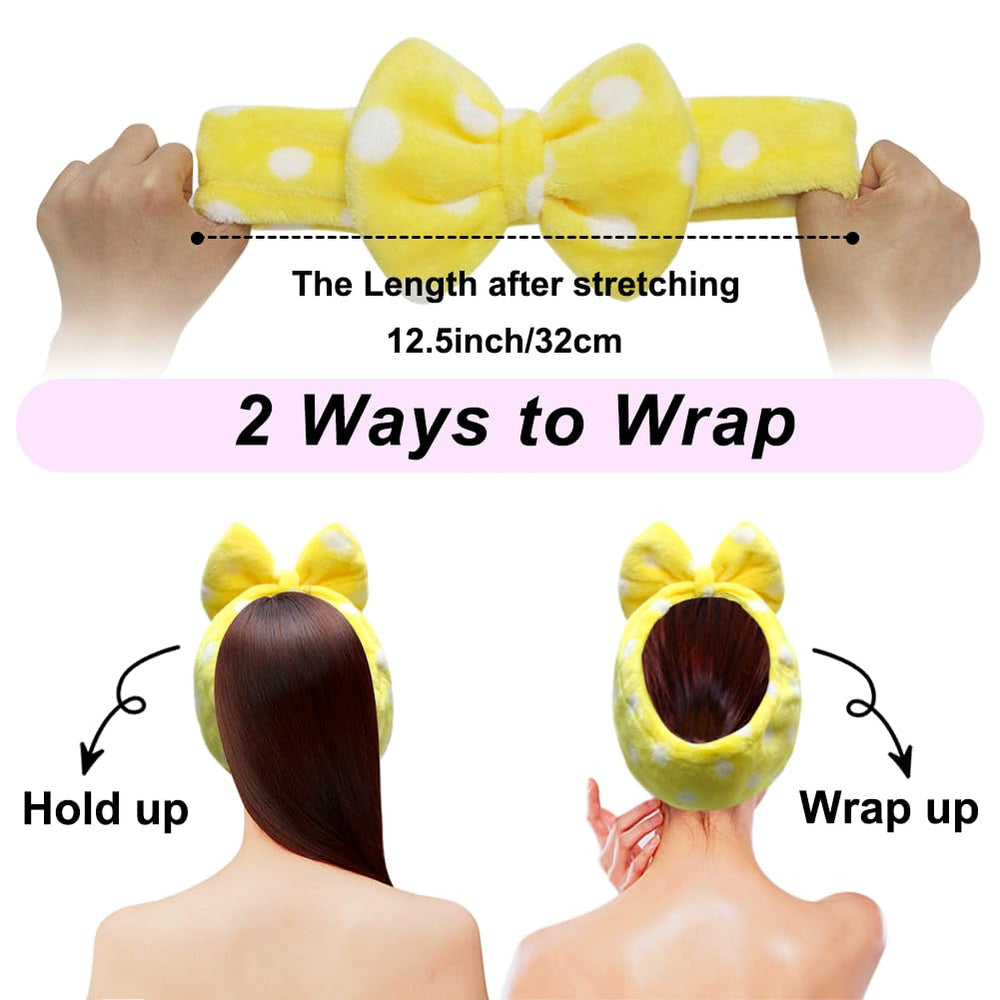 Shintop diadema elástica con lazo amarillo, ajuste cómodo.