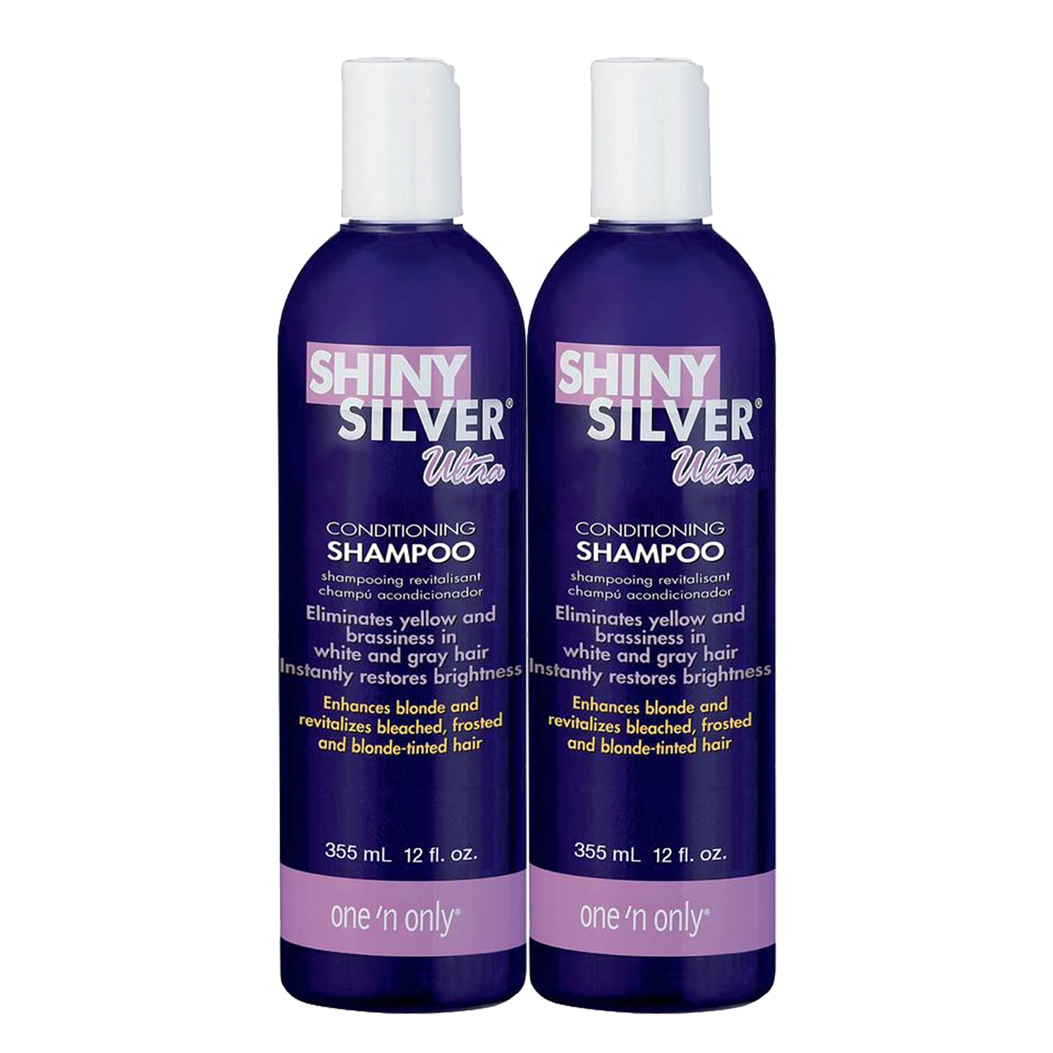 SHINY SILVER Champú Ultra Acondicionador, botella frontal, brillo suave para rubios.