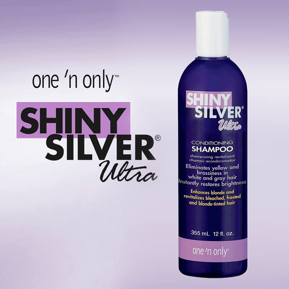 SHINY SILVER Champú Ultra Acondicionador, pigmentos morados, neutraliza tonos amarillentos y aporta color suave.