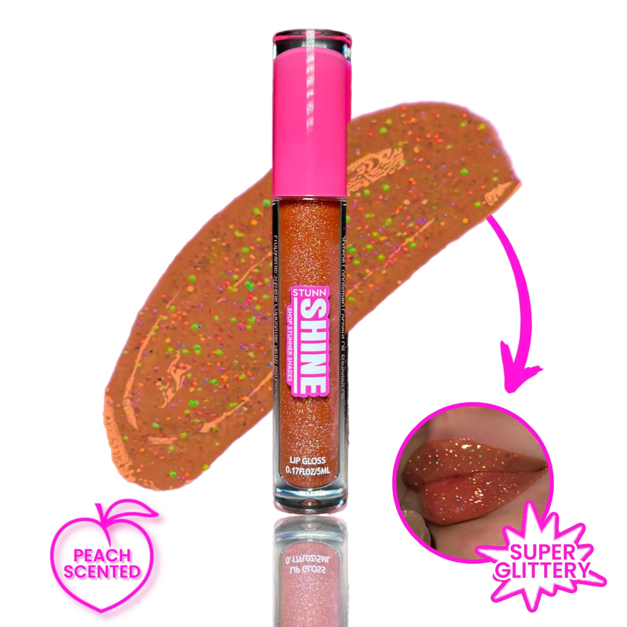 Envase elegante de Stunn Shine facilita la aplicación y muestra brillo.