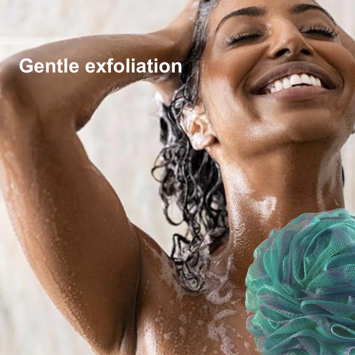 Shower Bouquet: dos pufs de malla 75 g para abundante espuma y suavidad.
