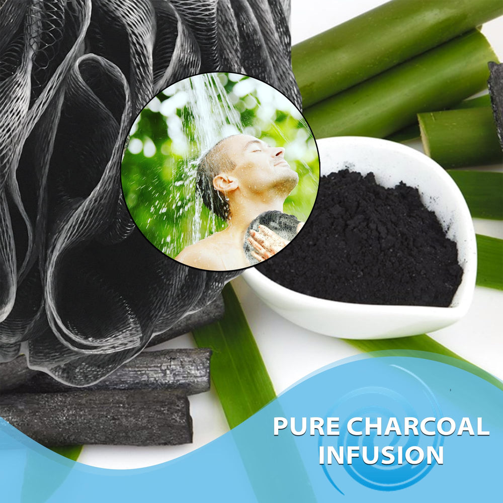 Shower Bouquet esponja exfoliante con carbón activado para piel suave.