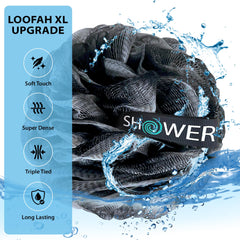 Shower Bouquet lufa con lazo colgante, ideal para secar y guardar.