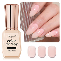 SHOYUM esmalte gel nude pink, botella de 15 ml, aplicación suave para uñas.