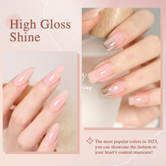 SHOYUM esmalte gel nude pink, curado en 60 segundos con lámpara UV/LED.