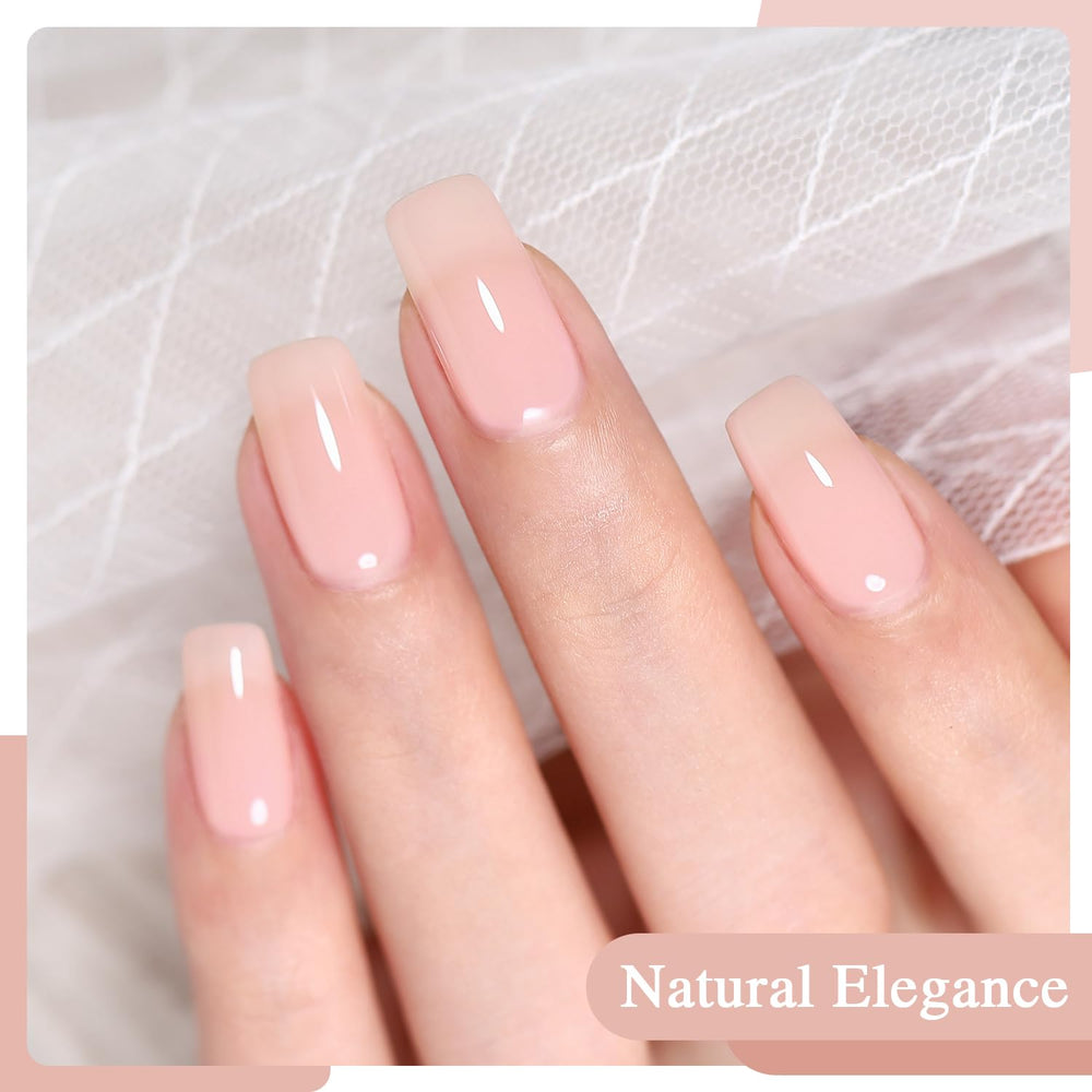 SHOYUM gel nude pink, lámpara UV/LED para curado rápido.