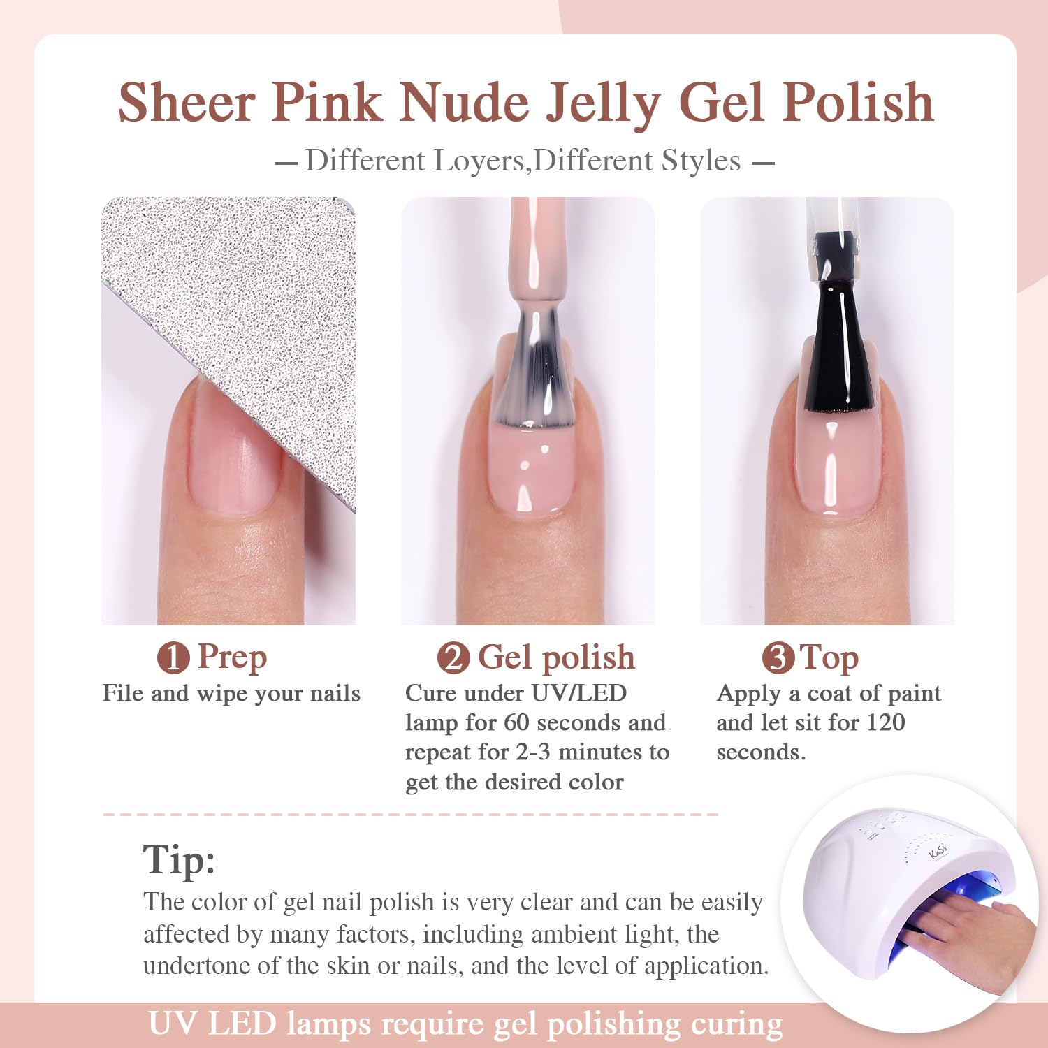 SHOYUM esmalte gel nude pink, retirada sencilla por remojo.