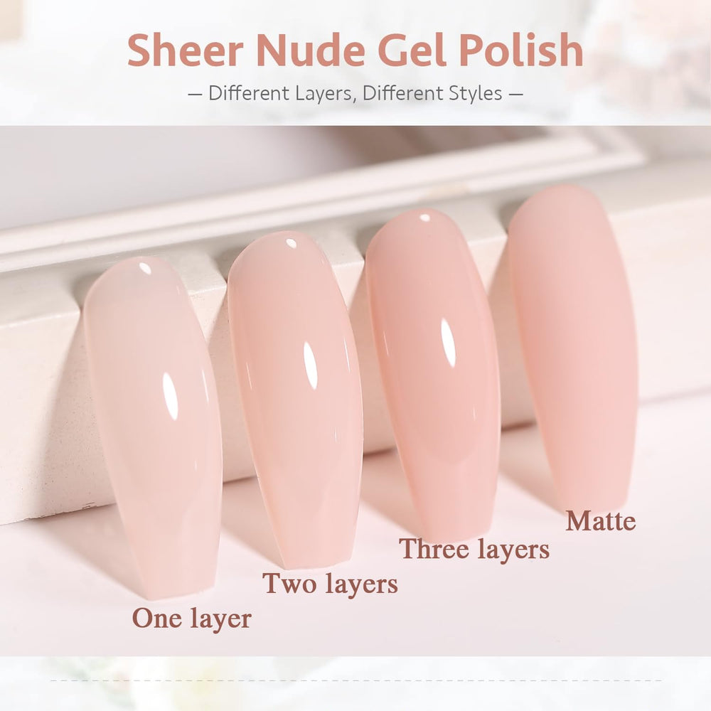 SHOYUM gel nude pink, textura translúcida para look natural.