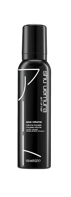 shu uemura art of hair awa volume mousse envase: presentación elegante y uso diario