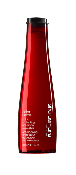 shu uemura Color Lustre shampoo botella, limpieza suave y color protegido