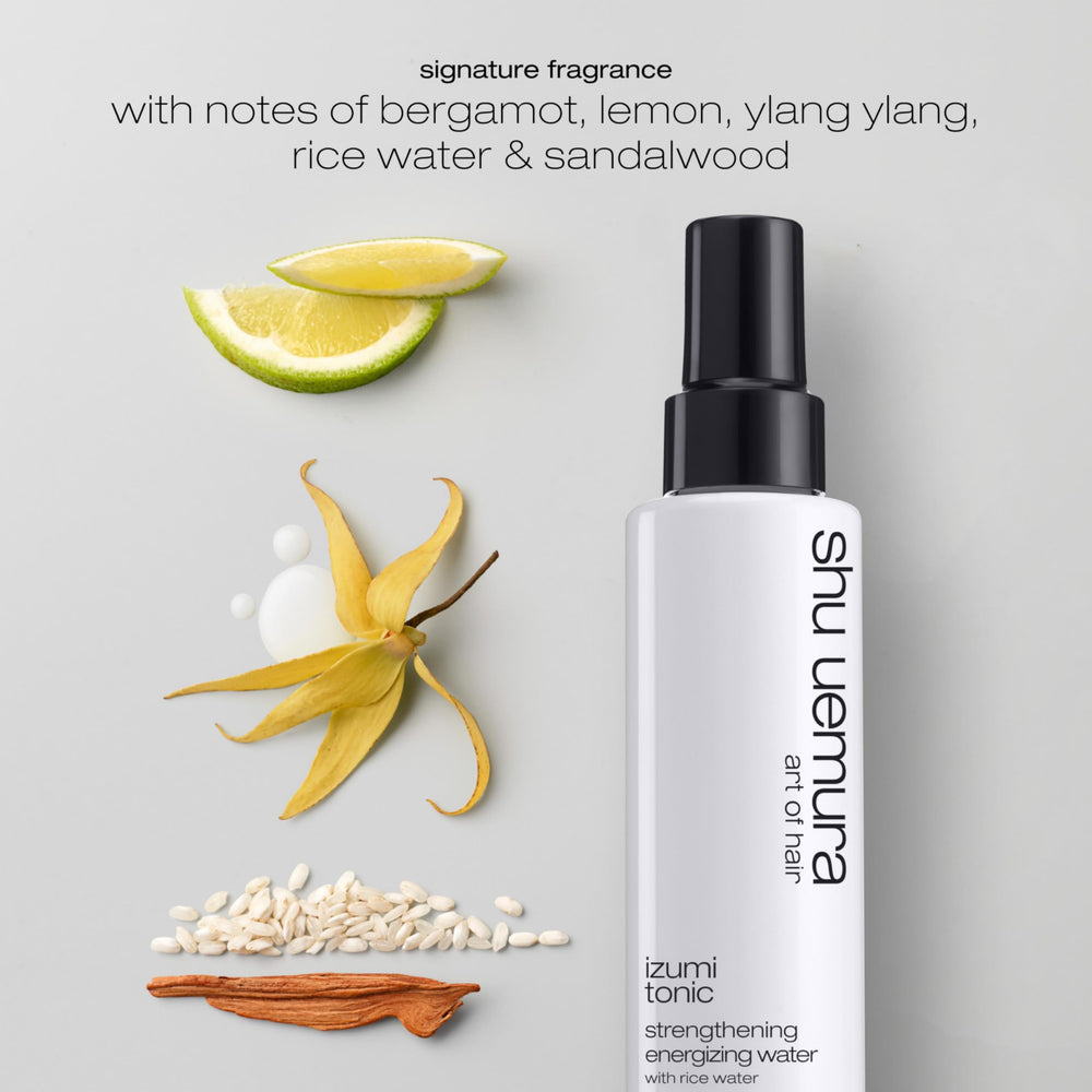 Shu Uemura Izumi Tonic envase de lujo, cuidado diario sin pesadez.
