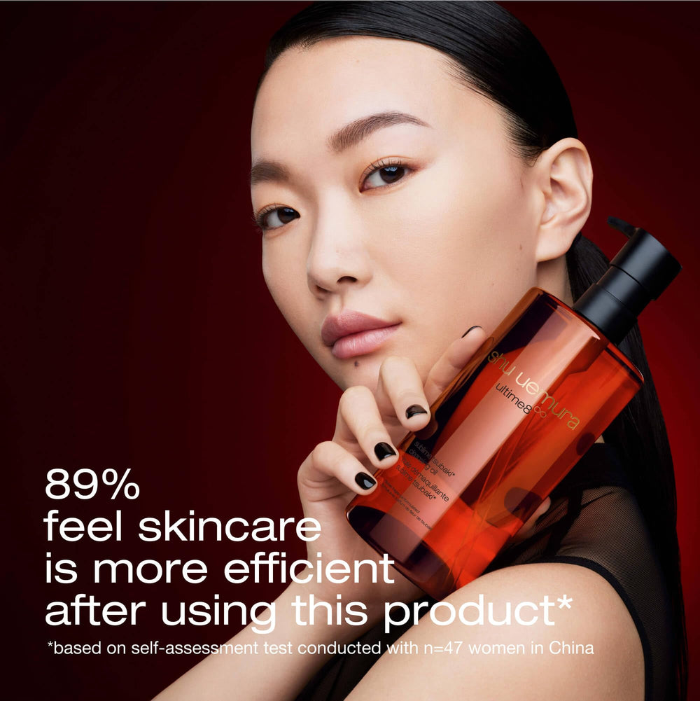shu uemura Ultime8 Sublime, aplicación con las manos y emulsión limpia.