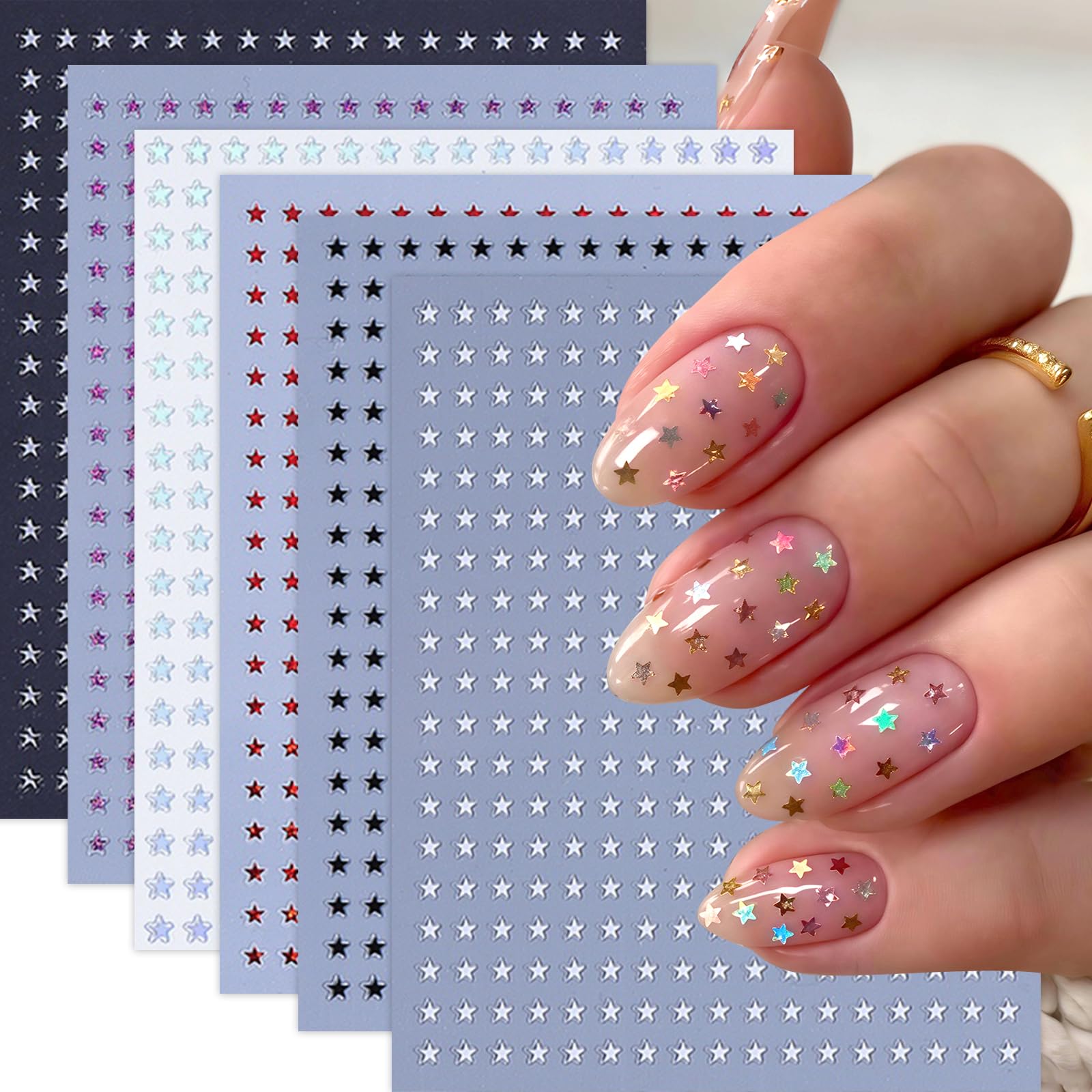 SHUXILIN estrellitas para uñas: 6 láminas para decorar con facilidad.