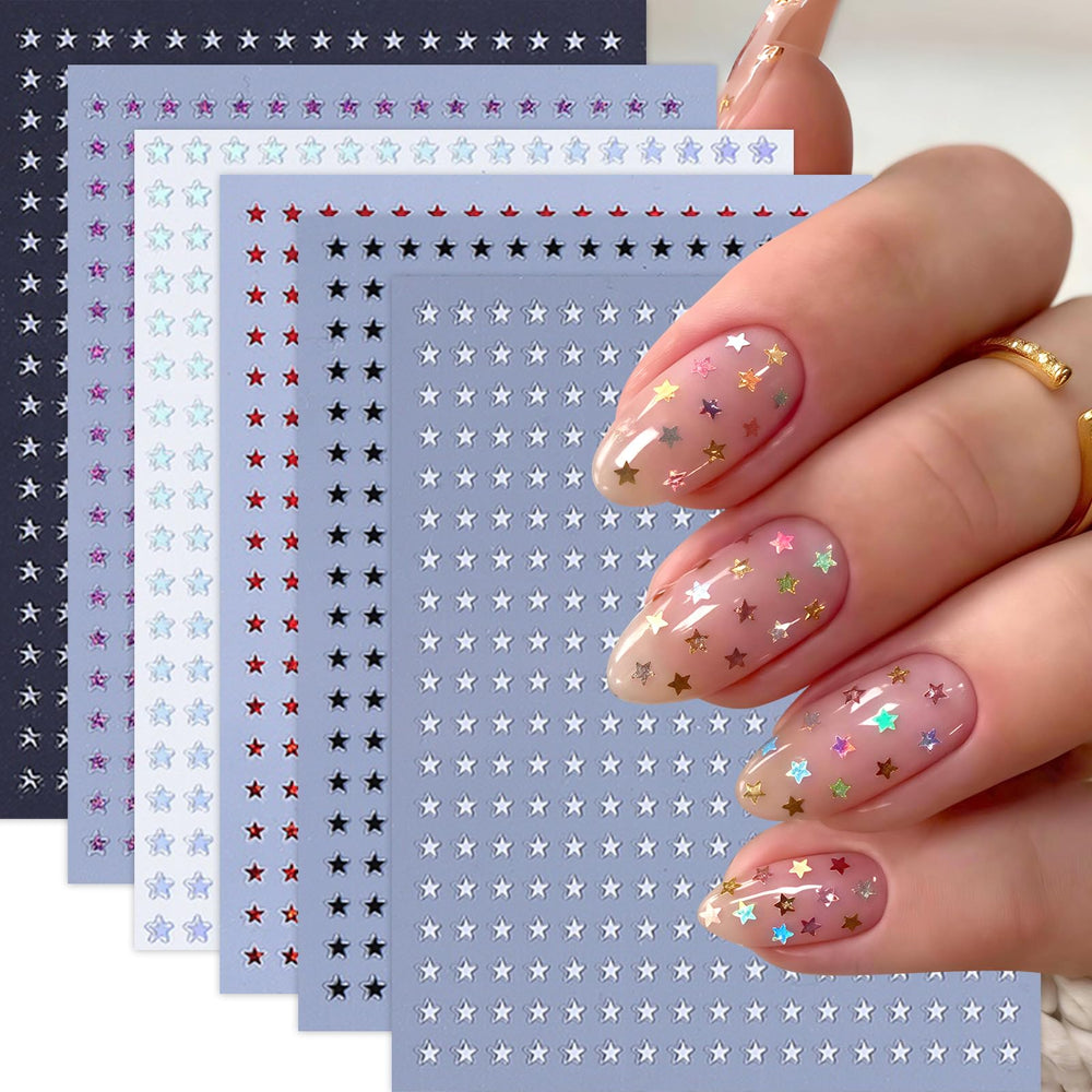 SHUXILIN estrellitas para uñas: 6 láminas para decorar con facilidad.