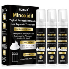 Sidinox Minoxidil 5% en botella, posible crecimiento capilar para hombres y mujeres.