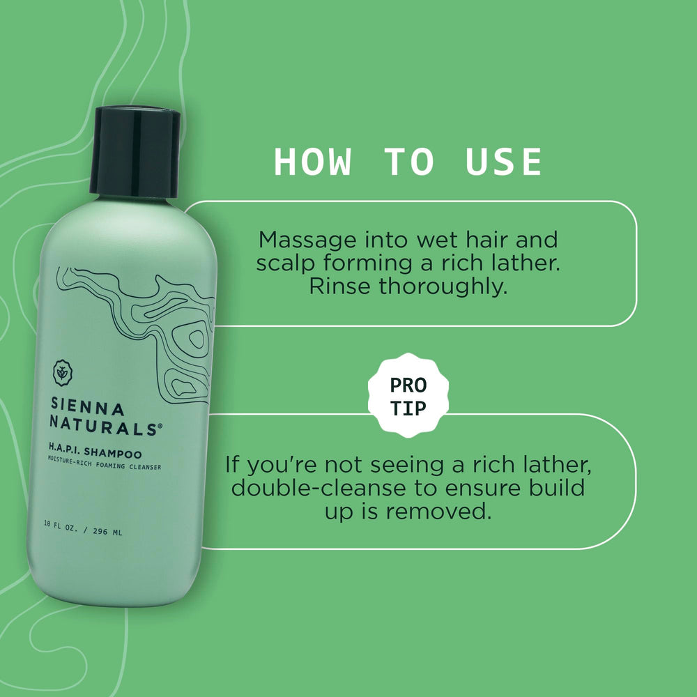 Sienna Naturals HAPI Shampoo desintoxicacion cuero cabelludo para limpieza suave y renovación